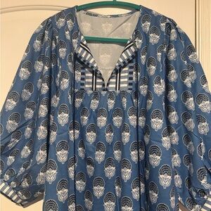 Blue Patterned Women's Top